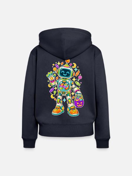 Zuckerroboter Halloween Spaß - Frauen Premium Bio Zip Hoodie - Navy
