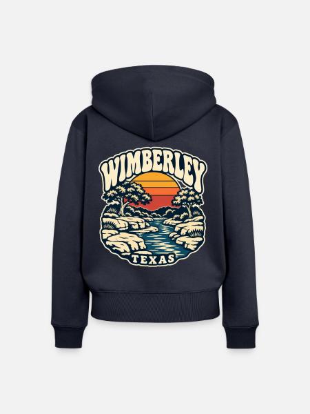 Texas Wimberley Sonnenuntergang Fluss - Frauen Premium Bio Zip Hoodie - Navy