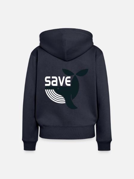 Wal rettet Meeresrettung - Frauen Premium Bio Zip Hoodie - Navy