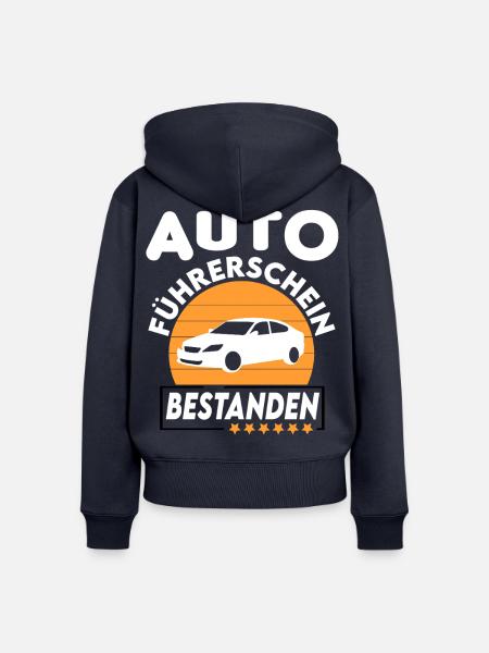 Auto Führerschein bestanden Sprüche Fahrschule - Frauen Premium Bio Zip Hoodie - Navy