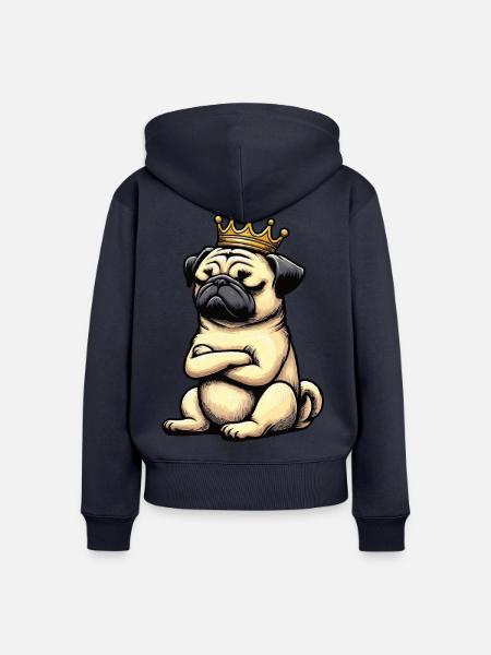 Mops Möpse Mopsbesitzer Mopsliebhaber Mopshalter - Frauen Premium Bio Zip Hoodie - Navy