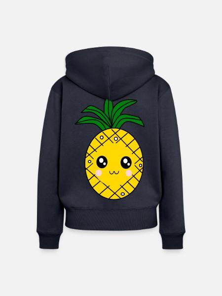 Kawaii Ananas Geschenk Tropische Frucht - Frauen Premium Bio Zip Hoodie - Navy