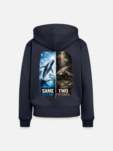 Same Ocean. Two Futures. – Buckelwal - Frauen Premium Bio Zip Hoodie - Navy