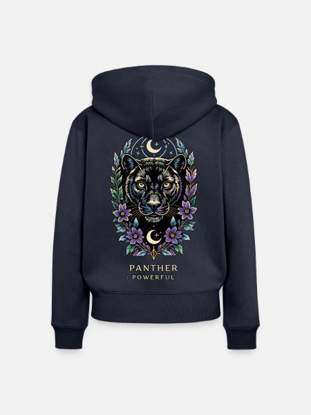 MÄCHTIGE TOTEMKATZE - Frauen Premium Bio Zip Hoodie - Navy