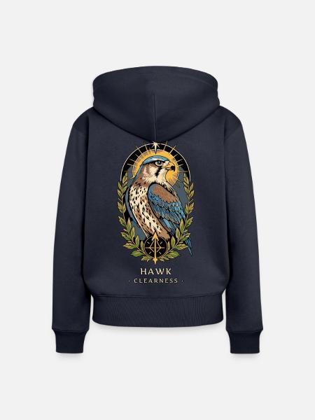 TOTEM FALCON Klarheit - Frauen Premium Bio Zip Hoodie - Navy