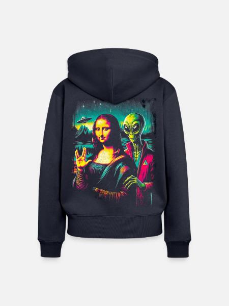 Futuristisches kulturelles Fusionskunstwerk - Frauen Premium Bio Zip Hoodie - Navy