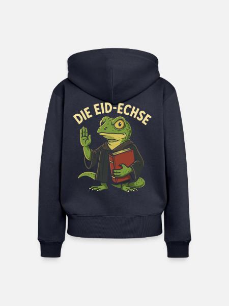 Die Eid-Echse als lustiger Justiz-Gag - Frauen Premium Bio Zip Hoodie - Navy