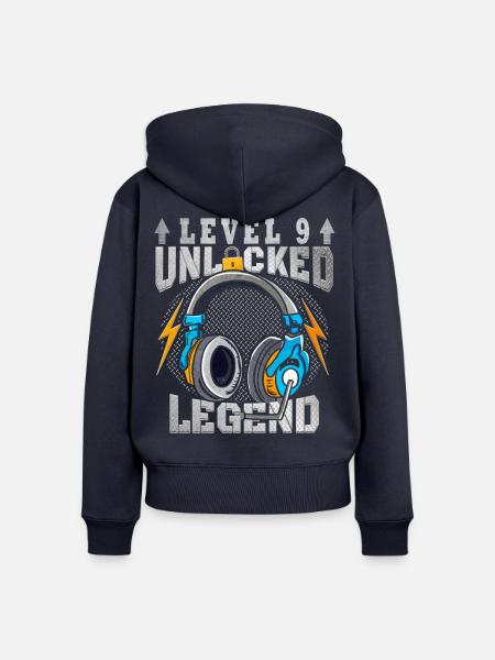 Level 9 Unlocked Headphones - Frauen Premium Bio Zip Hoodie - Navy