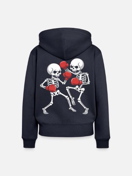 Skelettboxer Duell - Frauen Premium Bio Zip Hoodie - Navy