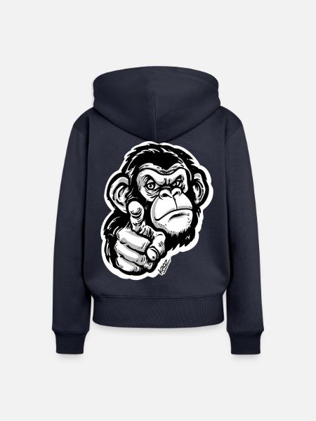 Monochromes Affenzeigen - Frauen Premium Bio Zip Hoodie - Navy