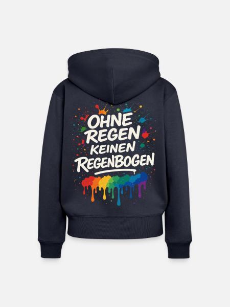 Ohne Regen keinen Regenbogen – Mutmacher - Frauen Premium Bio Zip Hoodie - Navy