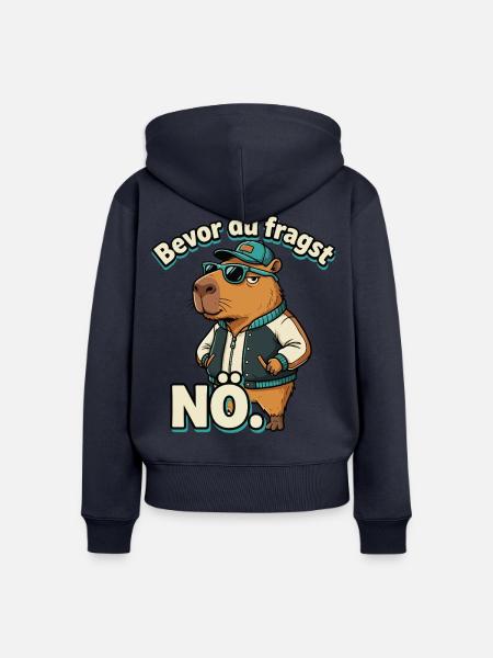 Bevor Du Fragst Nein Capybara - Frauen Premium Bio Zip Hoodie - Navy