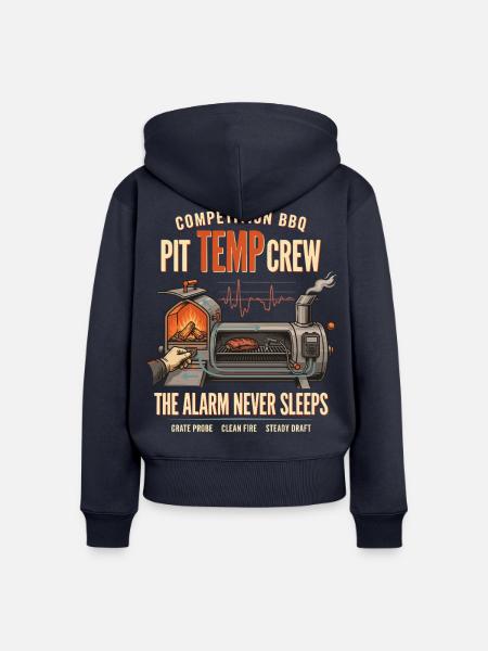 Pit Temp Crew – Alarm Never Sleeps - Frauen Premium Bio Zip Hoodie - Navy