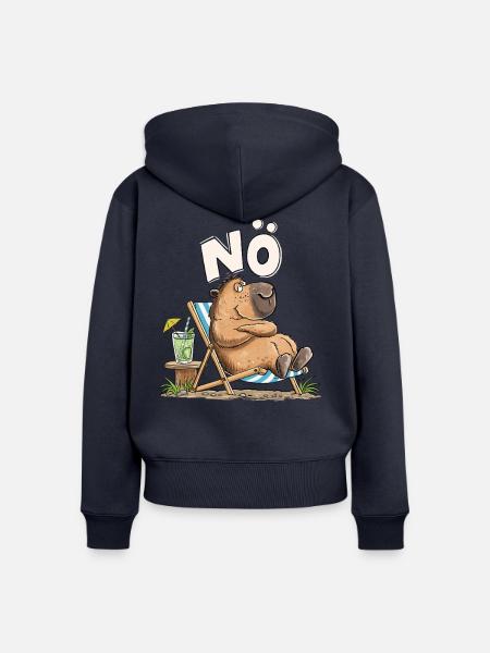 Nö Capybara Urlaub Pause Auszeit Sarkasmus - Frauen Premium Bio Zip Hoodie - Navy