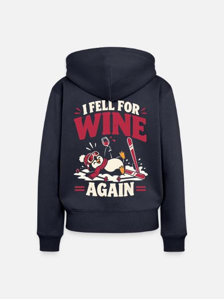 Skifahrer Wein Après Ski Winterspaß - Frauen Premium Bio Zip Hoodie - Navy