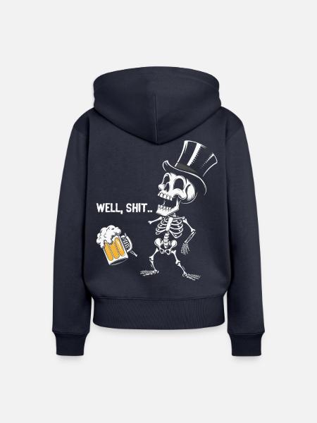 Well Shit Skeleton Lost Beer Halloween - Frauen Premium Bio Zip Hoodie - Navy