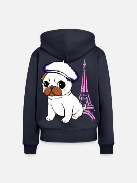 Paris Mops - Frauen Premium Bio Zip Hoodie - Navy