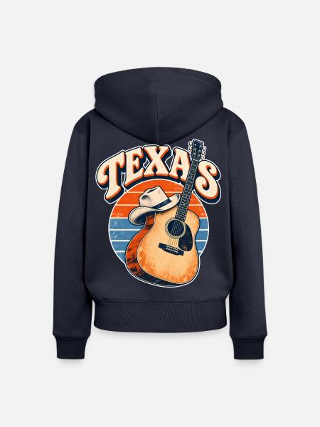Texas Retro Gitarre & Cowboy Hut - Frauen Premium Bio Zip Hoodie - Navy
