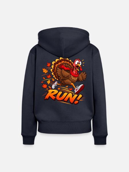 Turkey Run Costume Thanksgiving Running - Frauen Premium Bio Zip Hoodie - Navy