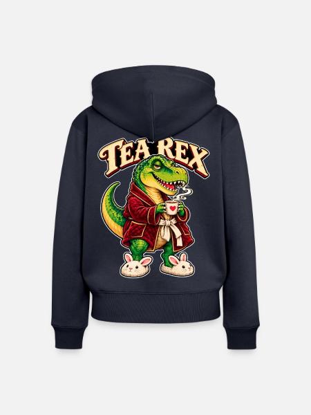Tea Rex Kuschel-Dino im Tee-Look - Frauen Premium Bio Zip Hoodie - Navy