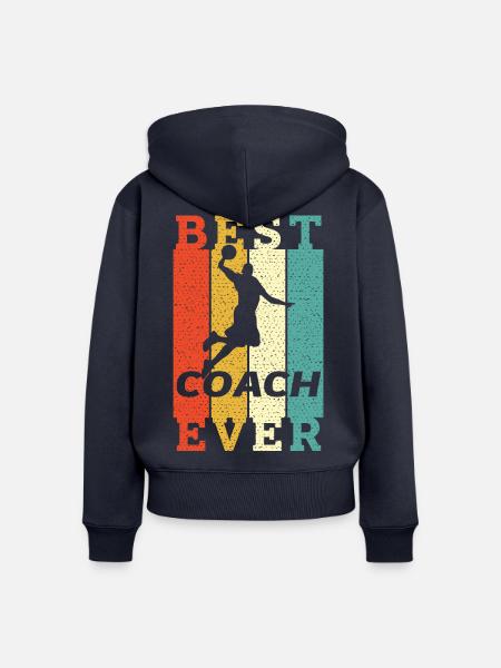 Bester Basketball-Trainer aller Zeiten - Frauen Premium Bio Zip Hoodie - Navy