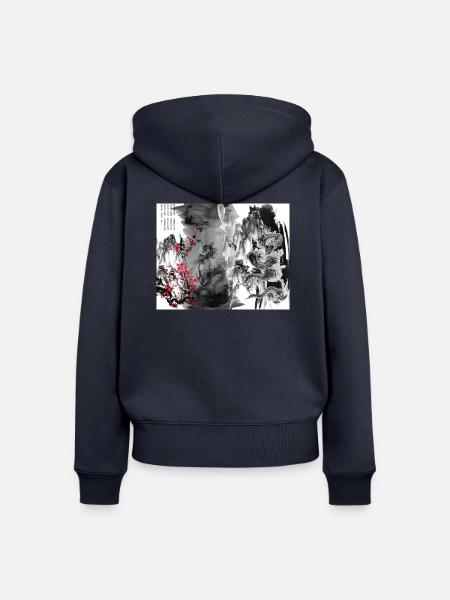 3 Original - Frauen Premium Bio Zip Hoodie - Navy