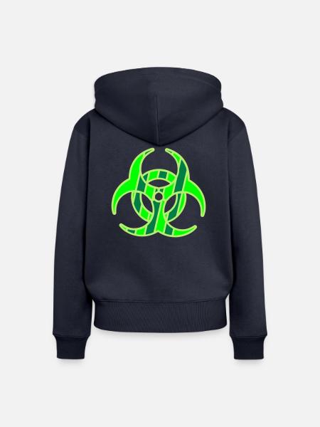 stripe_biohazard_3c - Frauen Premium Bio Zip Hoodie - Navy