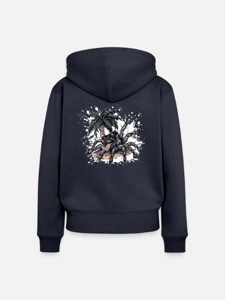 Tarantula Insel Palme - Frauen Premium Bio Zip Hoodie - Navy