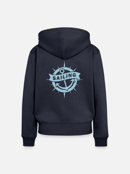 Anker - Segeln - Sailing 1farbig - Frauen Premium Bio Zip Hoodie - Navy