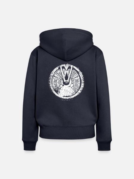 Maschinentelegraph (white oldstyle) - Frauen Premium Bio Zip Hoodie - Navy