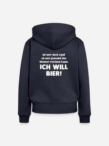 Ich will Bier! - Frauen Premium Bio Zip Hoodie - Navy
