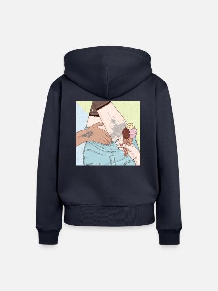Ice-cream Summer - Frauen Premium Bio Zip Hoodie - Navy