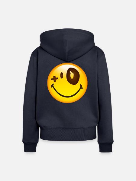 Smiley Blue Eye - Frauen Premium Bio Zip Hoodie - Navy
