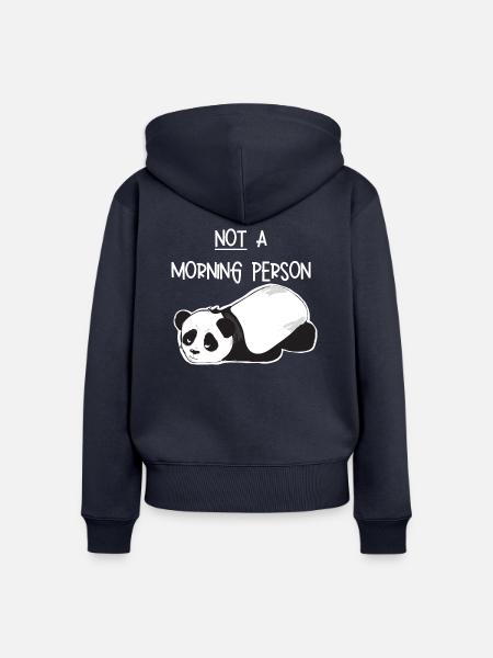 Kein morgendliches Mensch-Grumpy Panda - Frauen Premium Bio Zip Hoodie - Navy
