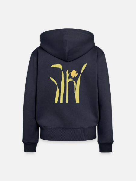 Floral - Frauen Premium Bio Zip Hoodie - Navy