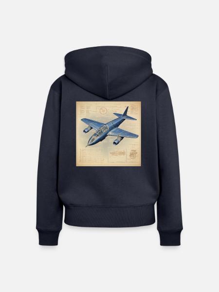 Blaupause eines Düsenflugzeugs - Frauen Premium Bio Zip Hoodie - Navy