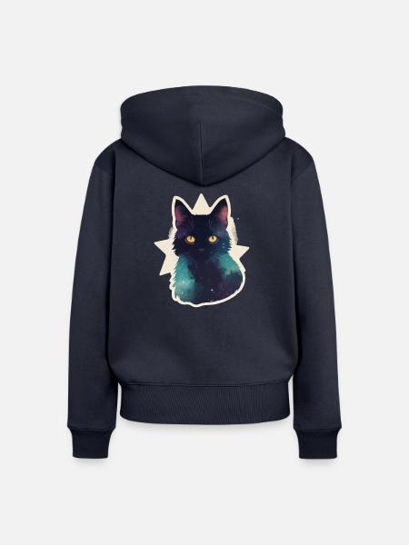 Katze in den Sternen - Frauen Premium Bio Zip Hoodie - Navy