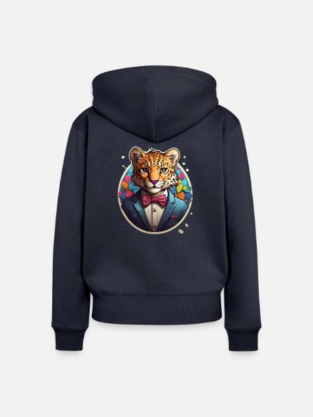 Lustiges Comic Tiger - Frauen Premium Bio Zip Hoodie - Navy