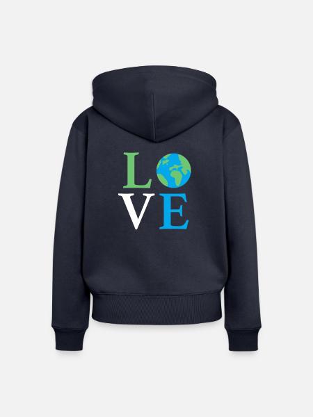 Love Earth - Frauen Premium Bio Zip Hoodie - Navy