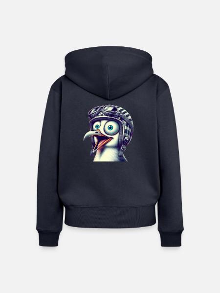 Cracy Möwe - Frauen Premium Bio Zip Hoodie - Navy