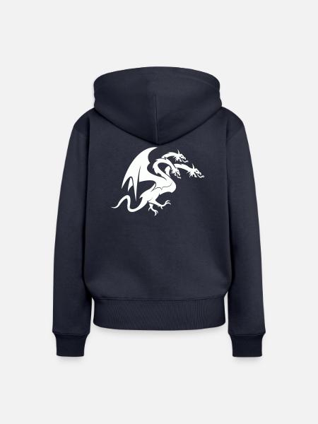 dragon 3 head - Frauen Premium Bio Zip Hoodie - Navy