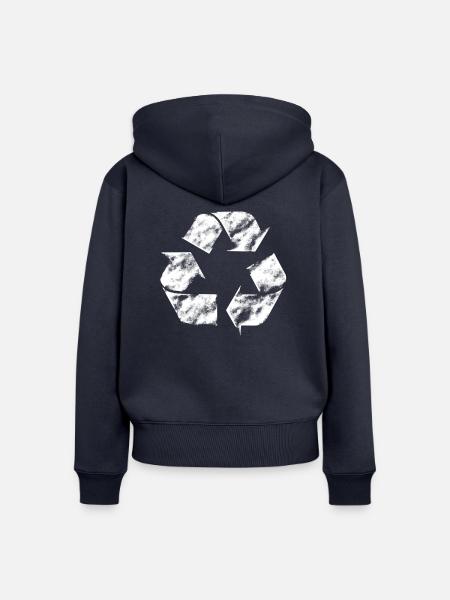 recycling arrow used - Frauen Premium Bio Zip Hoodie - Navy