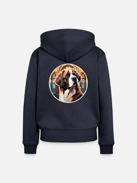 Bernhardiner Rettungshund - Frauen Premium Bio Zip Hoodie - Navy