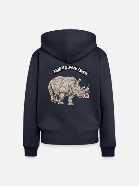 Animal Rights // Nashorn - Frauen Premium Bio Zip Hoodie - Navy