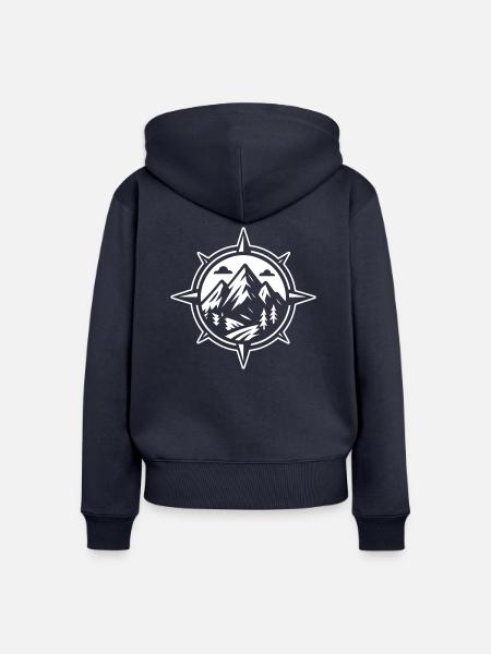 Kompass Berge - Frauen Premium Bio Zip Hoodie - Navy