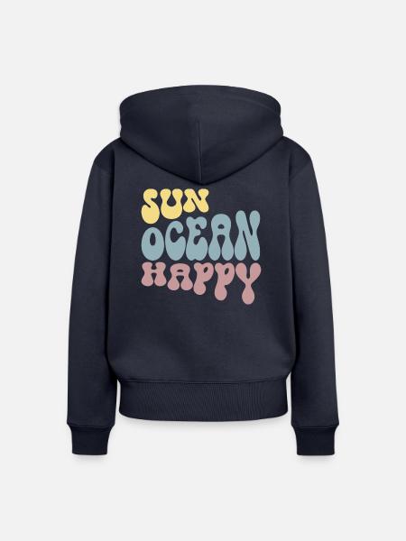Sun Ocean Happy - Frauen Premium Bio Zip Hoodie - Navy