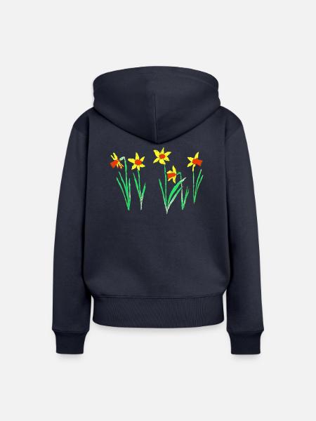 Narzissen - Frauen Premium Bio Zip Hoodie - Navy