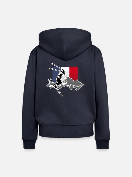 France Ski Alpine - Frauen Premium Bio Zip Hoodie - Navy