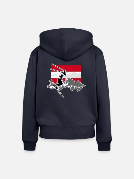Austria Ski Alpine - Frauen Premium Bio Zip Hoodie - Navy