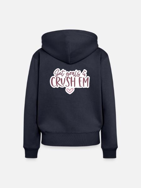 Set goals and crush em - Frauen Premium Bio Zip Hoodie - Navy